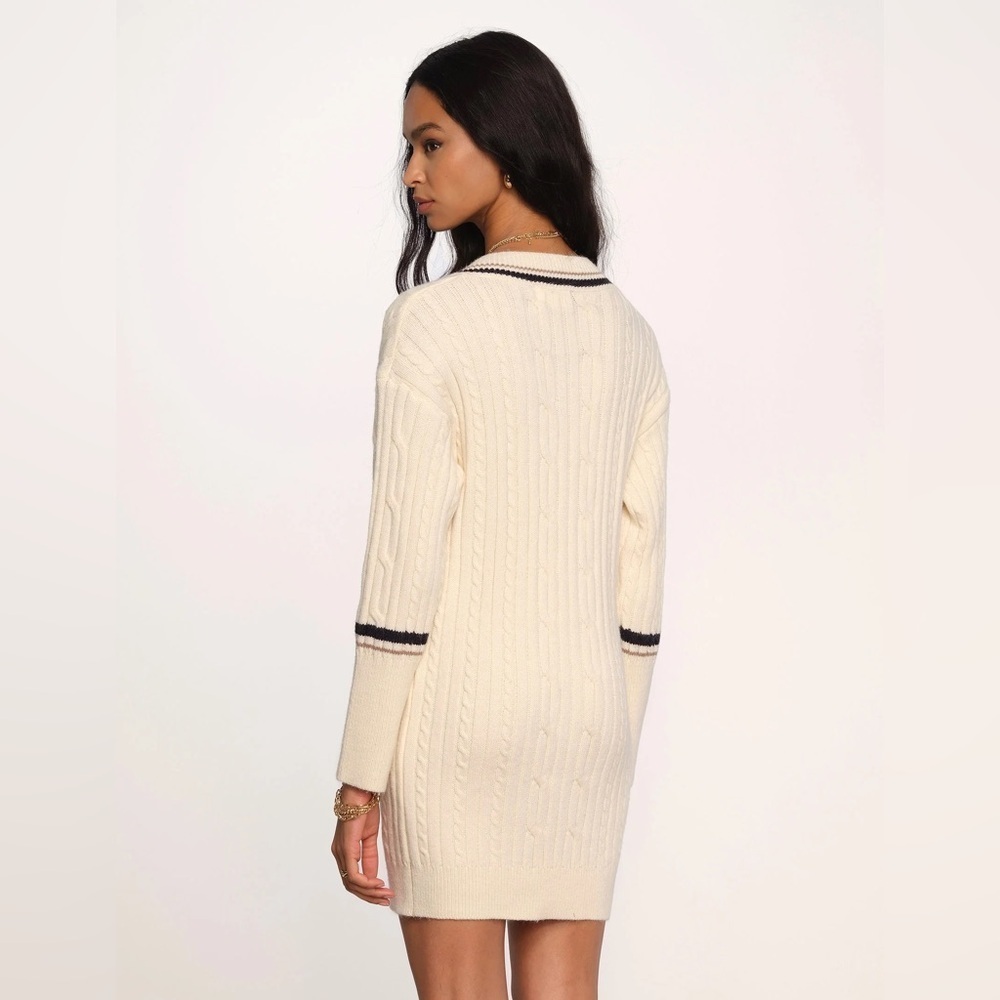 Heartloom Evereve Womens Large Odette Varsity Ivory Cableknit Sweater Dress - Picture 11 of 11